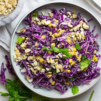 Red Cabbage Coleslaw with Peanut Butter