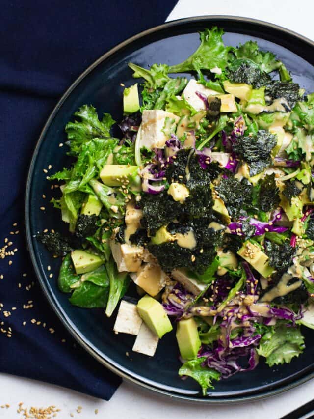Tofu Avocado Salad with Creamy Sesame Dressing