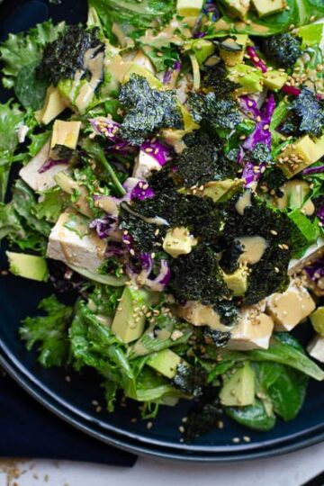 Tofu Avocado Salad with Creamy Sesame Dressing - Plates by Nat