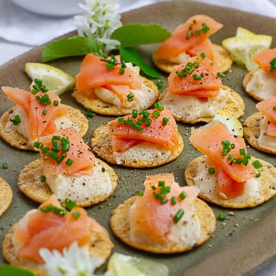 Smoked Salmon Canapes with Miso Cream Cheese - Plates by Nat