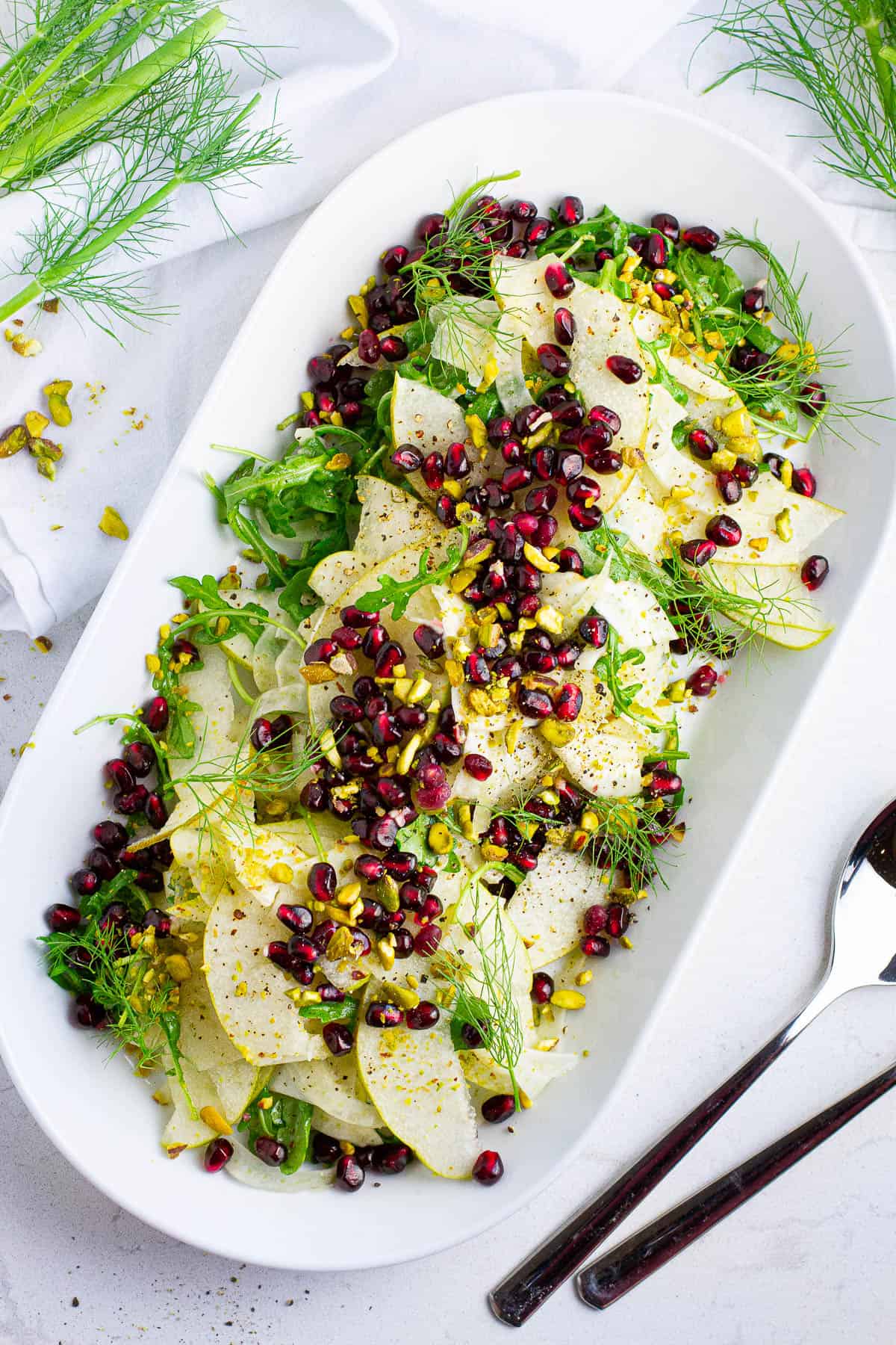 Top view of Asian pear and fennel salad.