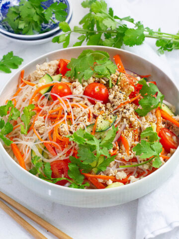 Thai glass noodle salad in a bowl.