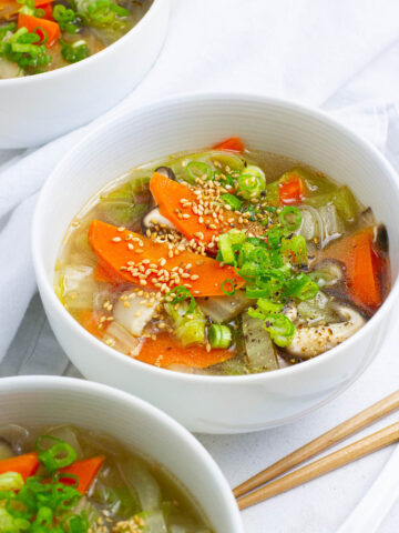 vermicelli noodle soup in a bowl.