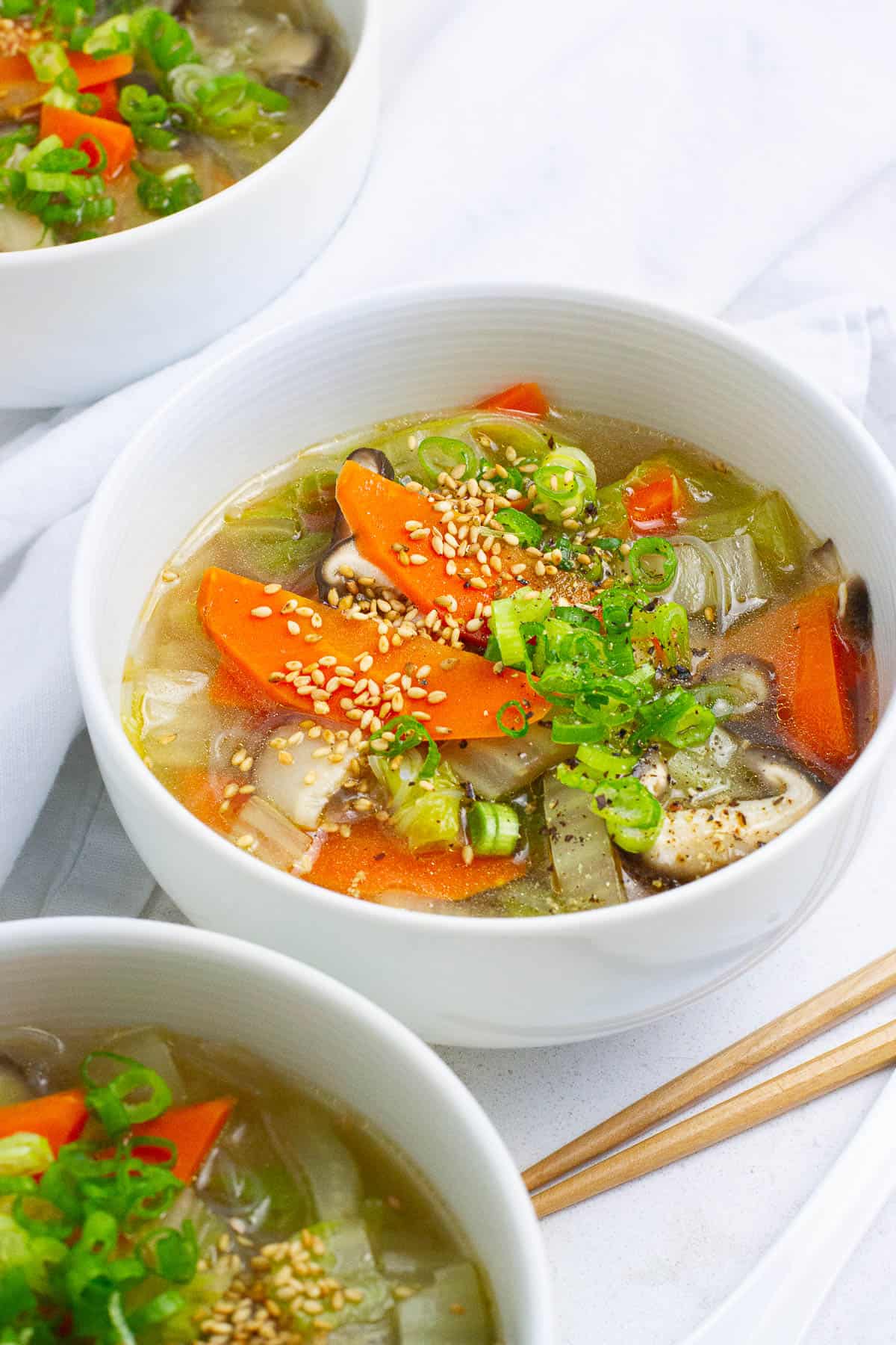 Vermicelli noodle soup in a bowl.