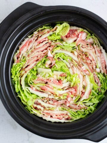 Top view of mille feuille nape in a pot.