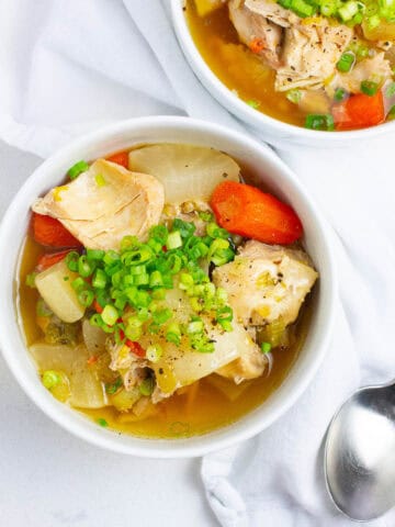 Top view of Instant Pot chicken and daikon stew.