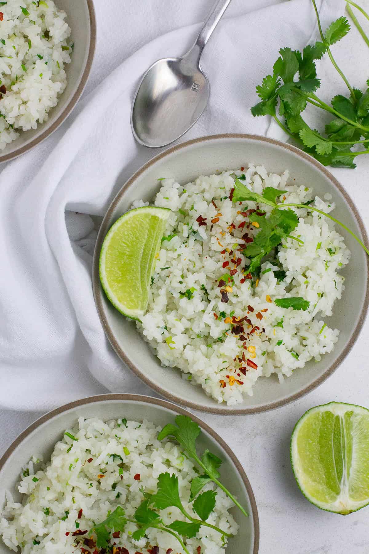 Top view of cilantro lime rice.