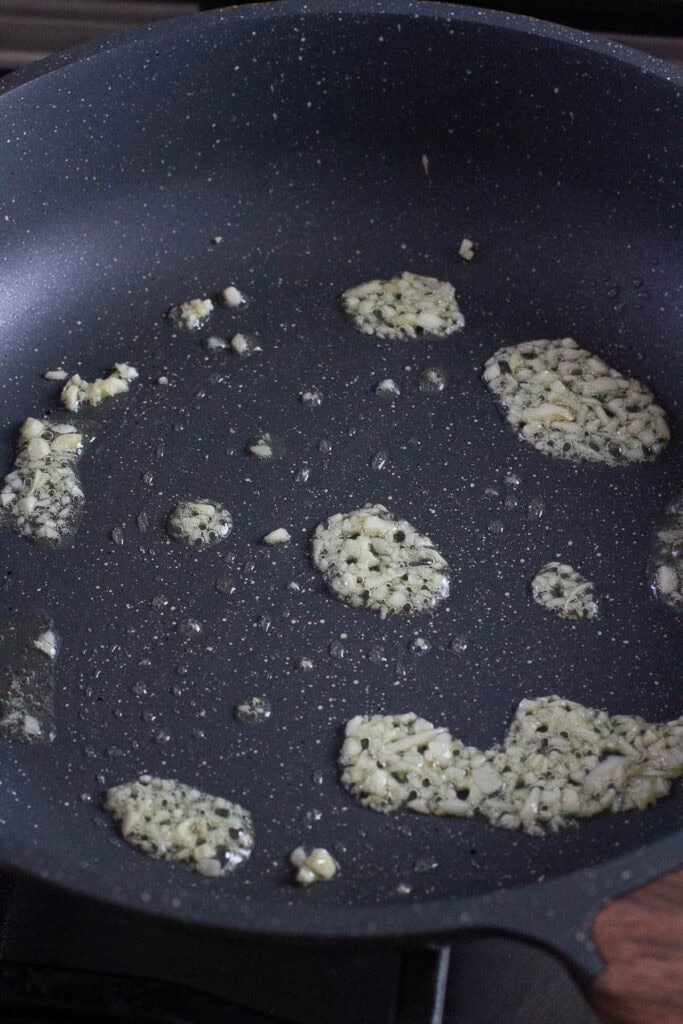Minced garlic in a pan.