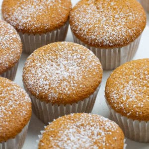 Close up shot of coffee chiffon cake.