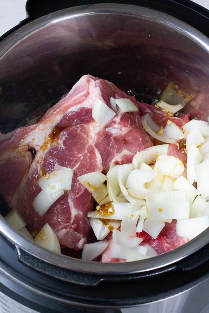 Ingredients for Asian pulled pork in an Instant Pot.