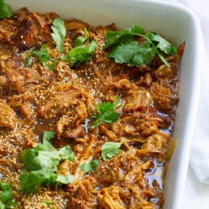 Top view of Instant Pot Asian pulled pork.